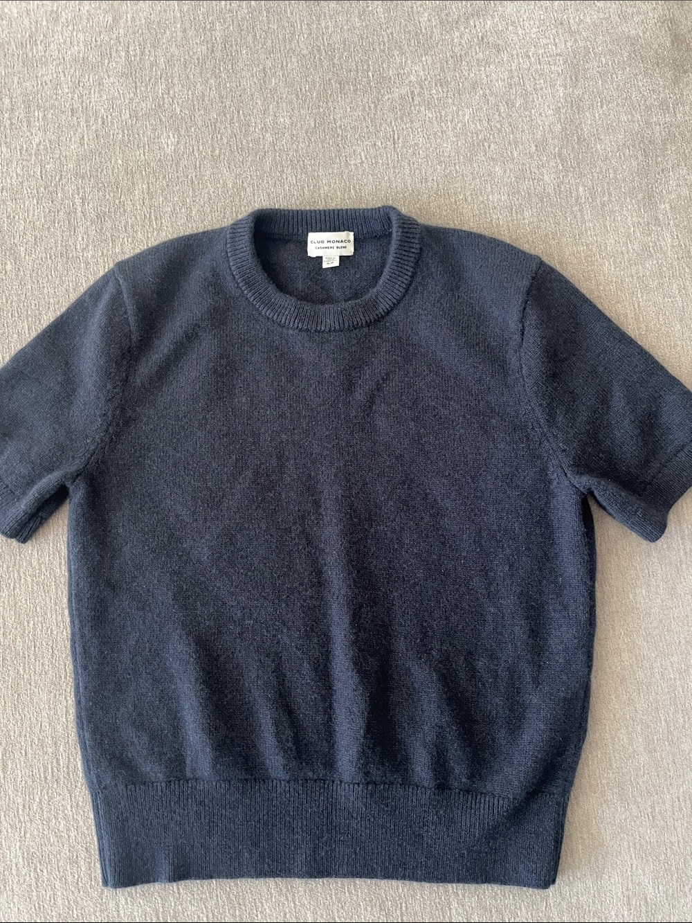 Club Monaco Dark Navy Short-Sleeve Cashmere Sweater